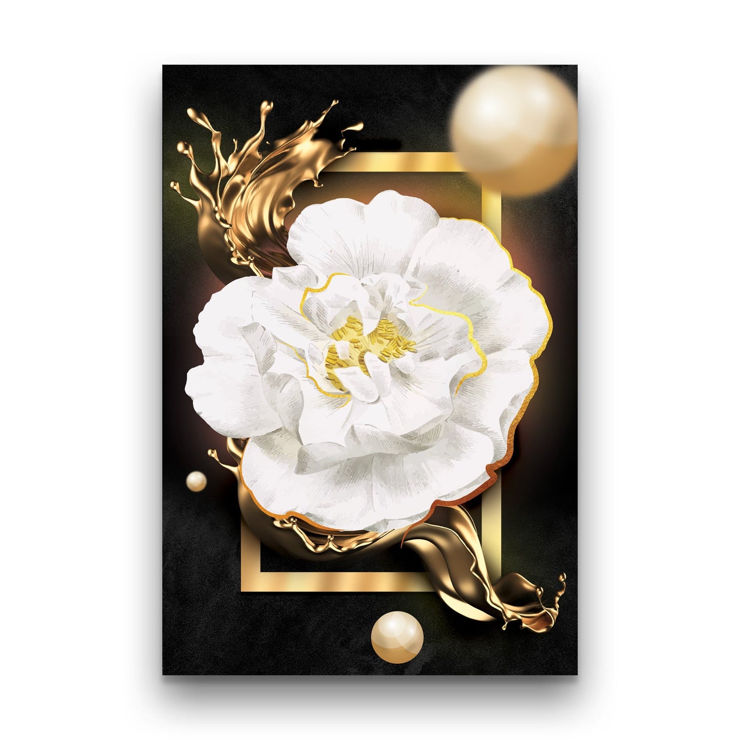 BLOOM White Flower Blossom Modern Wall Art