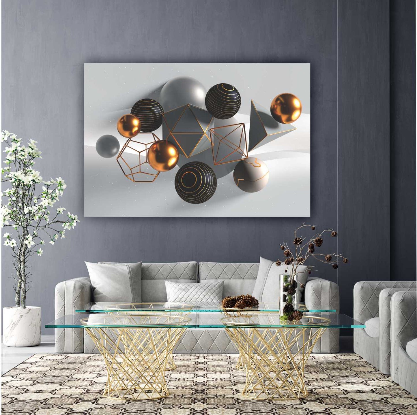 REGAL Grey Ornamental Delight Modern Wall Art