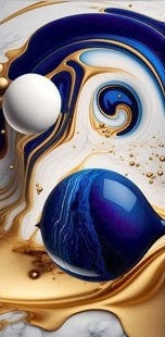 AZURE Blue And Gold Abstract Wall Art