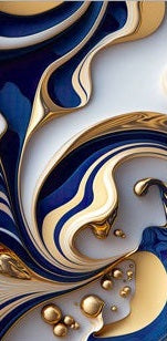 AZURE Blue And Gold Abstract Wall Art