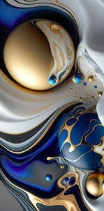 AZURE Blue And Gold Abstract Wall Art