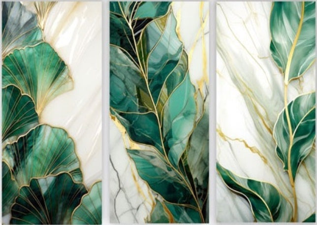 CALISTA Glam Green and Gold Modern Wall Art