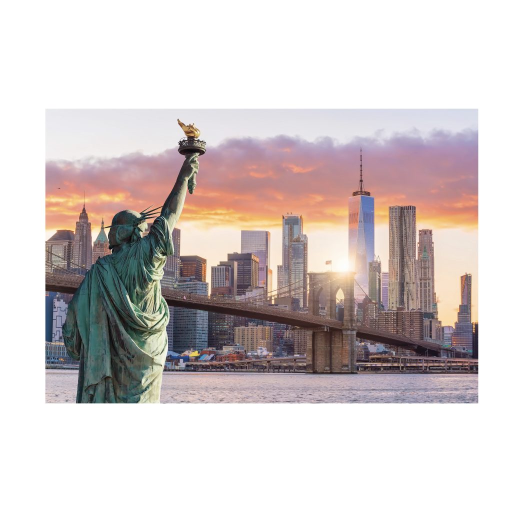 LIBERTAS Statue of Liberty at Sunset Modern Wall Art