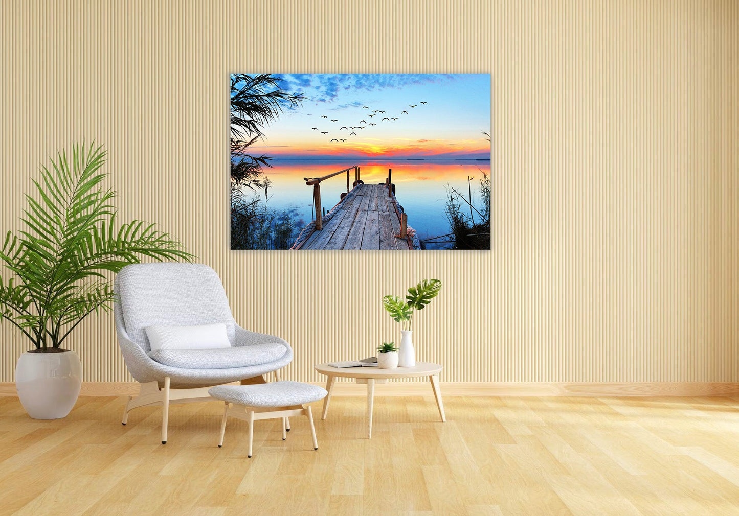 SERENE Calm Sunset in a Lake Modern Wall Art