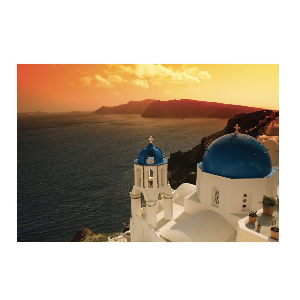 GRECIAN Sunset on Santorini Island Modern Wall Art