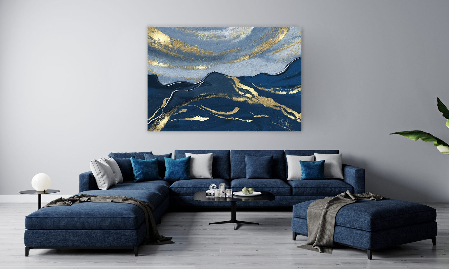 JADE Blue Abstract Modern Wall Art