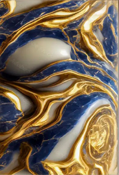 BLUE FLOW Texture Marble Modern Wall Art
