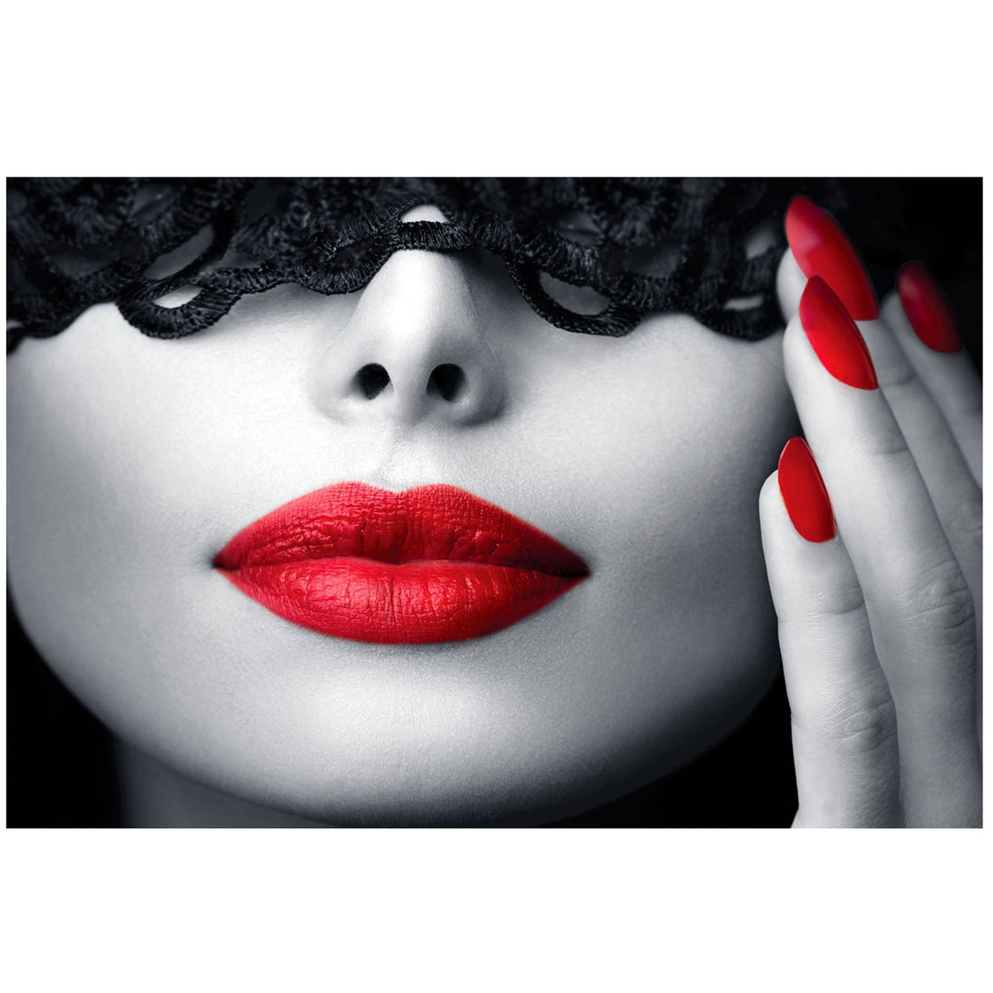 SCARLET Red-Lipped Beauty Portrait Modern Wall Art