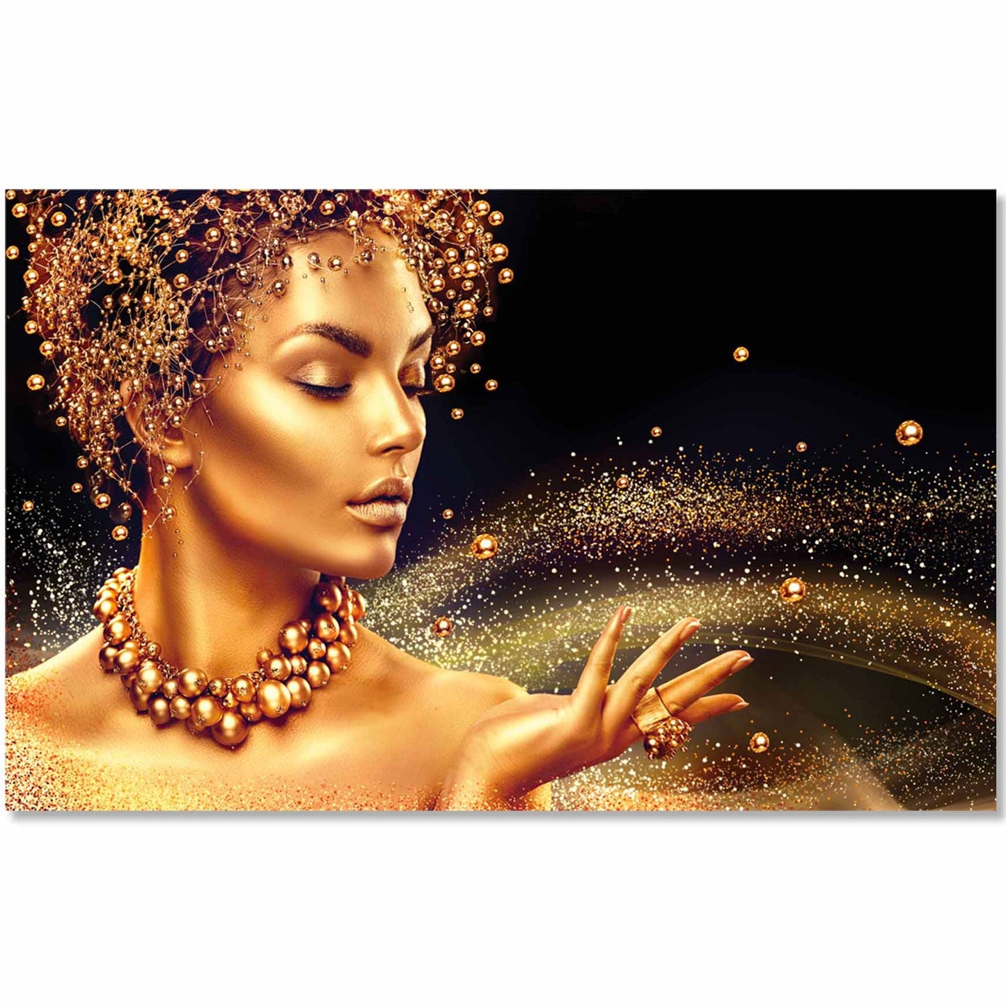 PEARLS Golden Glow Modern Wall Art