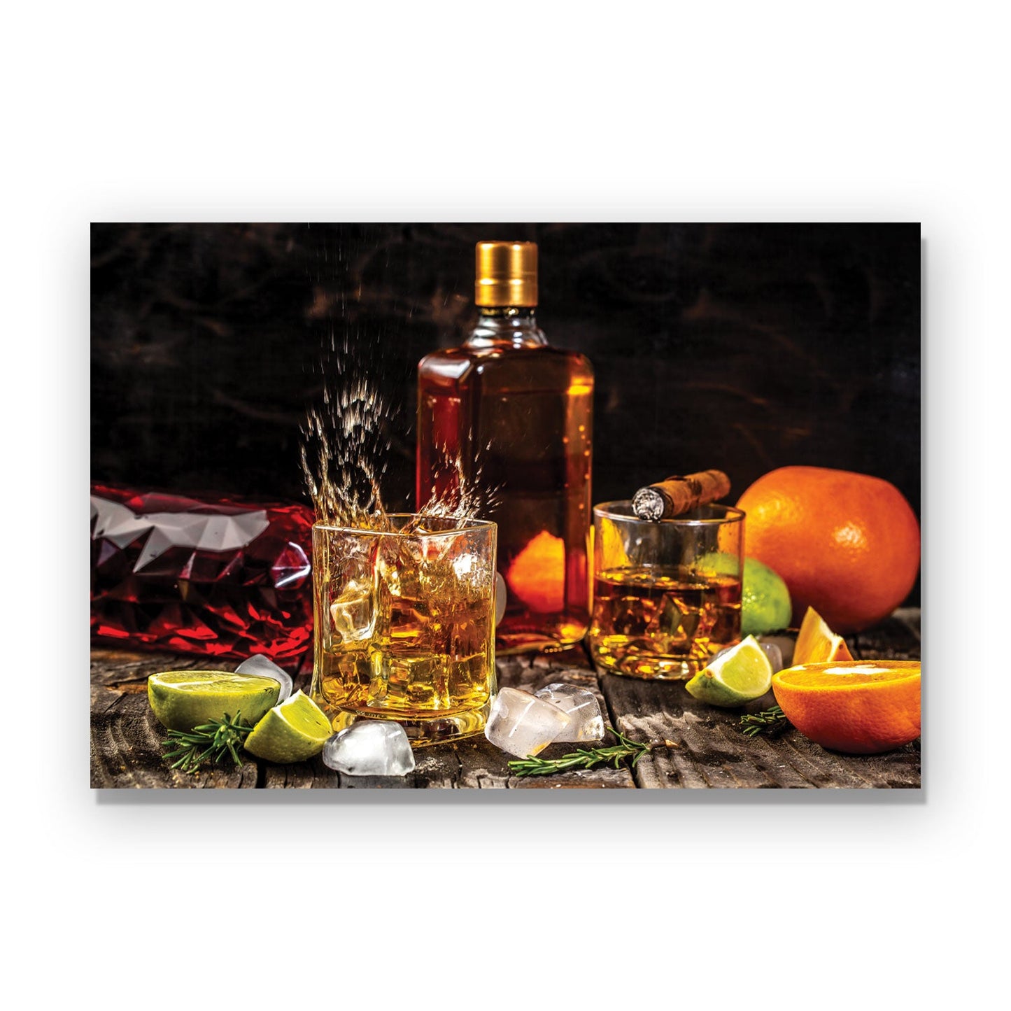 MIDNIGHT Whiskey Splashes on Dark Serenity Modern Wall Art