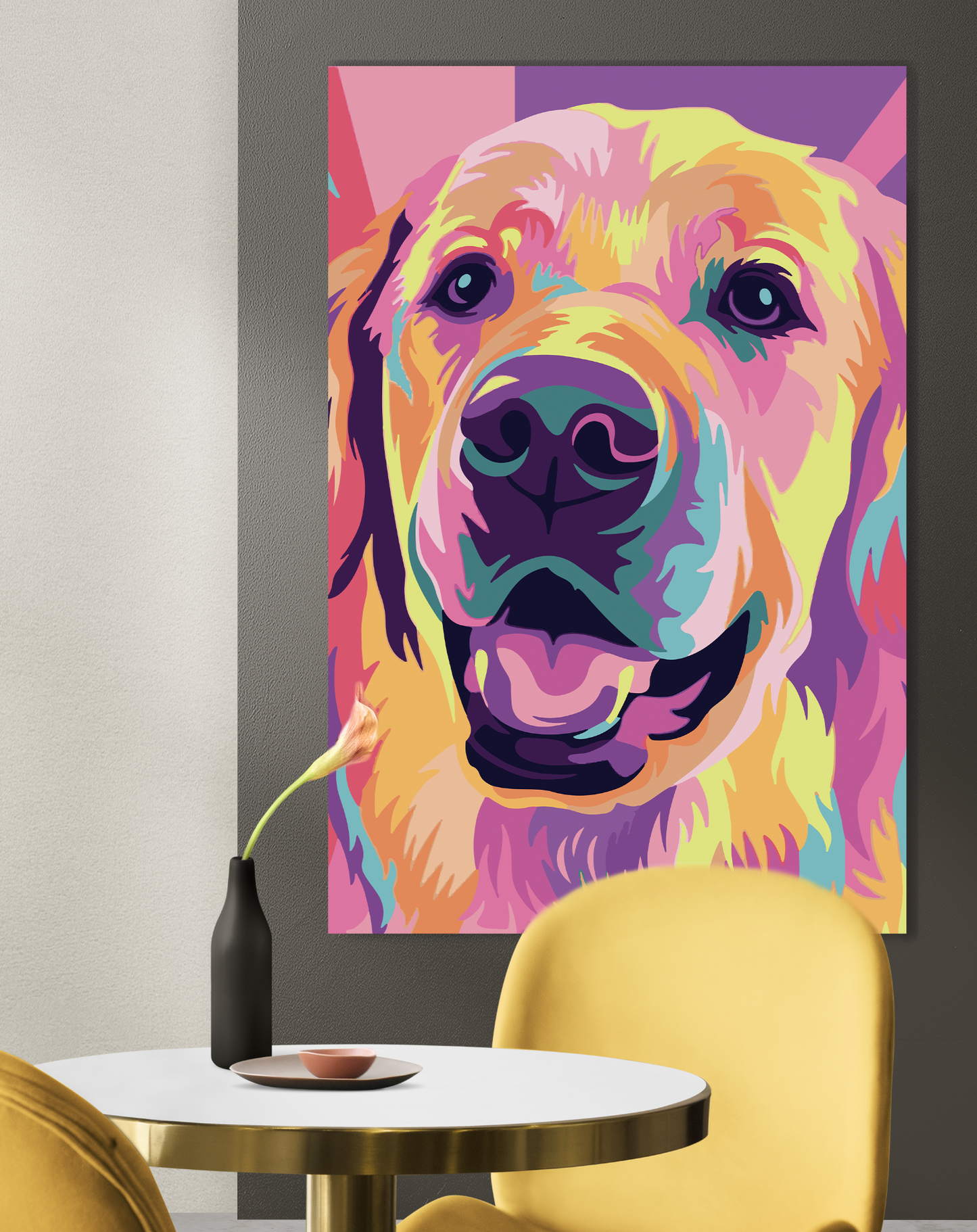 GOLDEN Retriever Pop Art Modern Wall Art