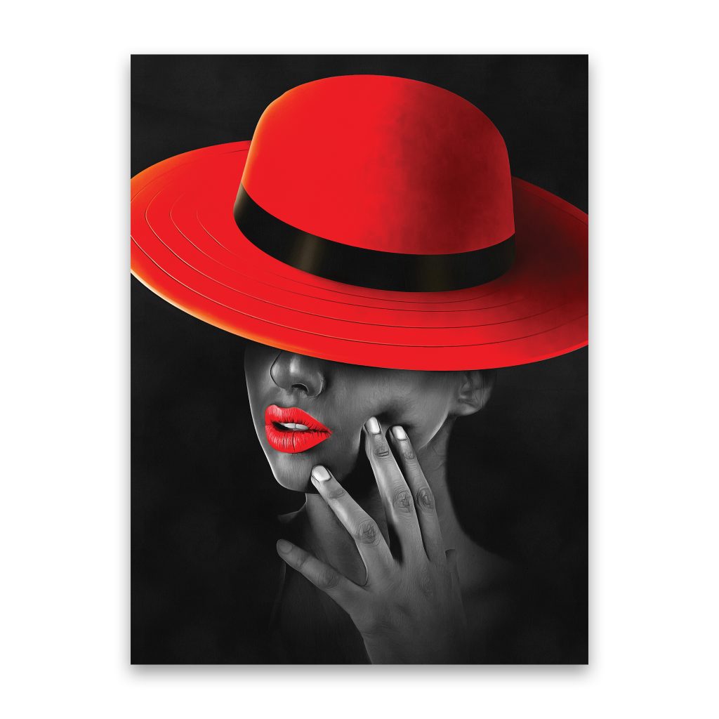 COUTURE Red Hat Glamour Modern Wall Art