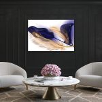 LEAVES Purple, Gold Feather Modern Wall Art