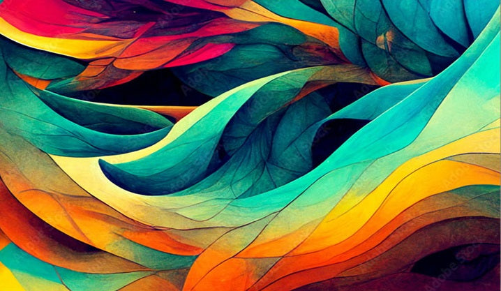 WAVES Colorful Organic Forms Modern Wall Art