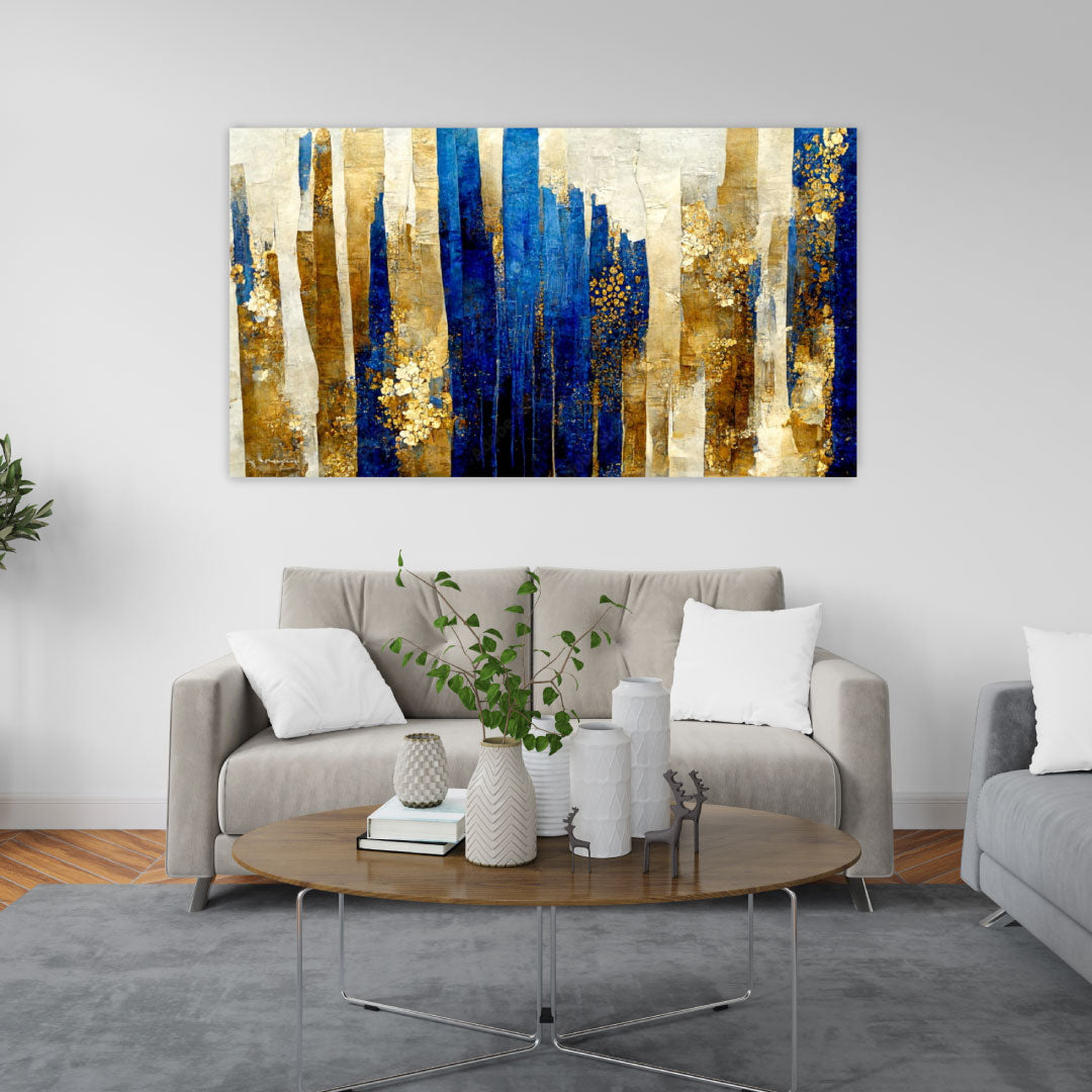 BLUE FOREST Stripe Panorama Modern Wall Art