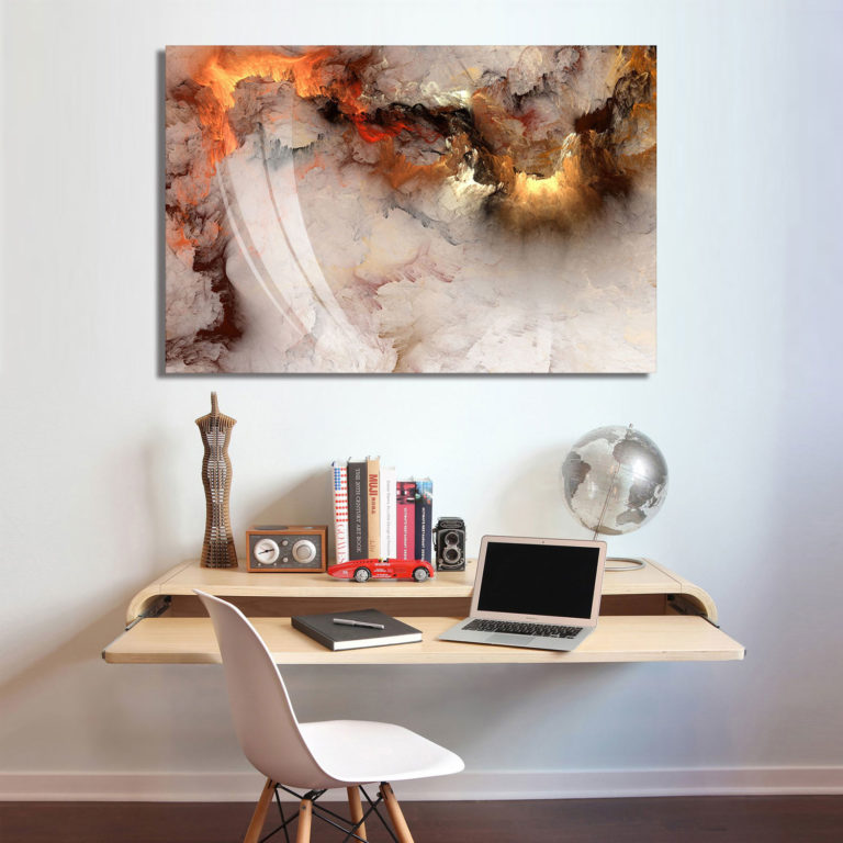 STORMY Orange Abstract Wall Art Print