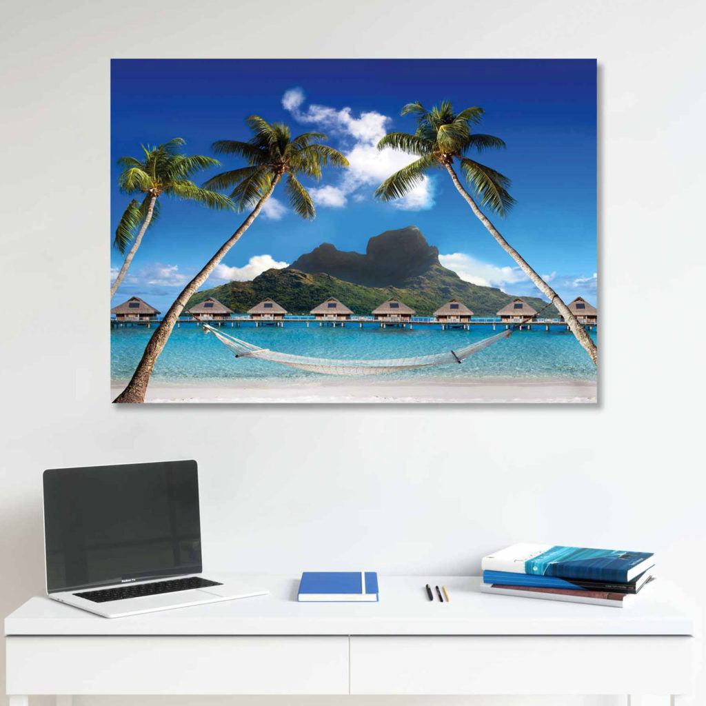 TROPICAL HAVEN Beachfront Bungalows Retreat Modern Wall Art