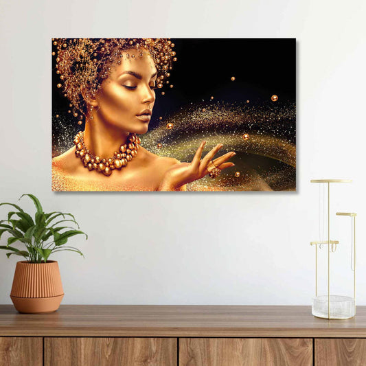 PEARLS Golden Glow Modern Wall Art