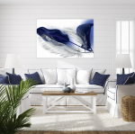 LEAVES Turquoise, Silver Feather Modern Wall Art