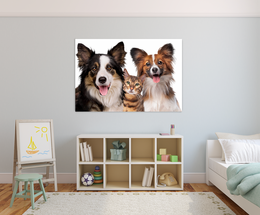 FLINT Border Collie & Cat Wall Art Print