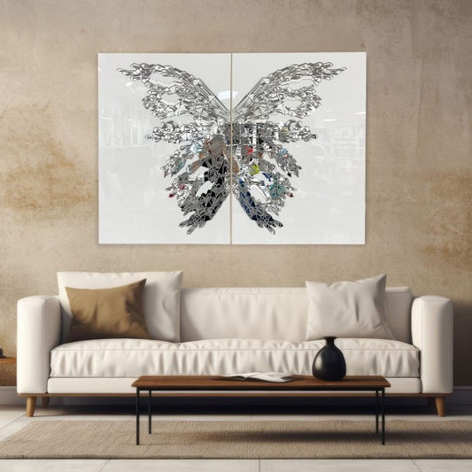 SABI Silver 3D Luxury Butterfly Acrylic Mirror Prints