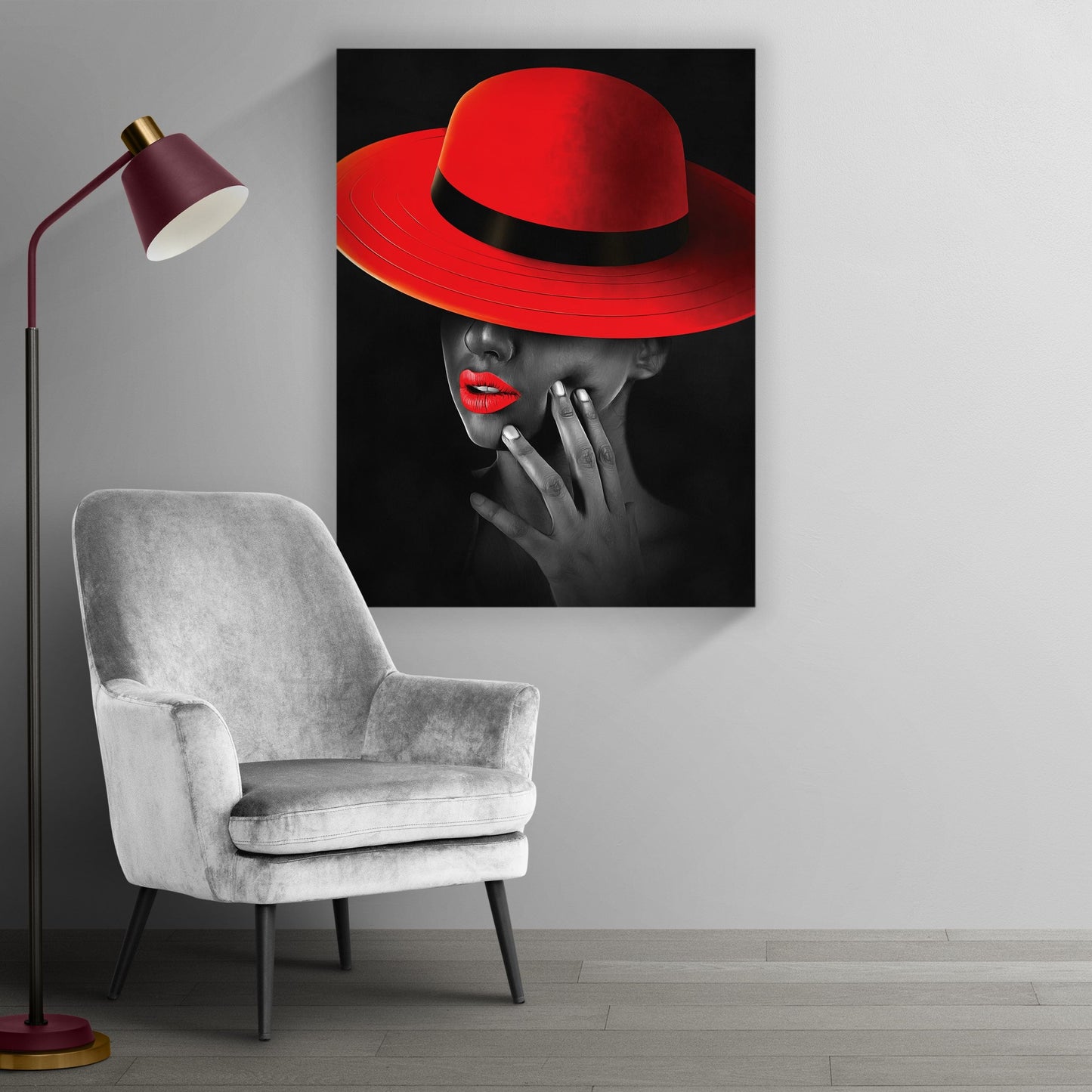 COUTURE Red Hat Glamour Modern Wall Art