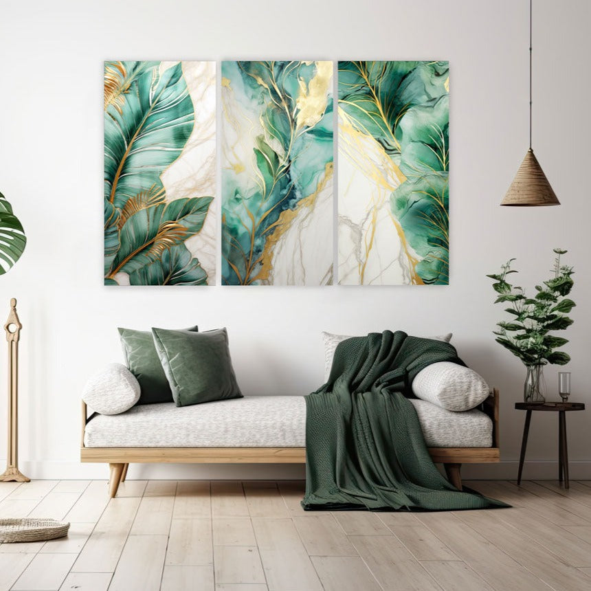 CALISTA II Green Leaves Modern Wall Art