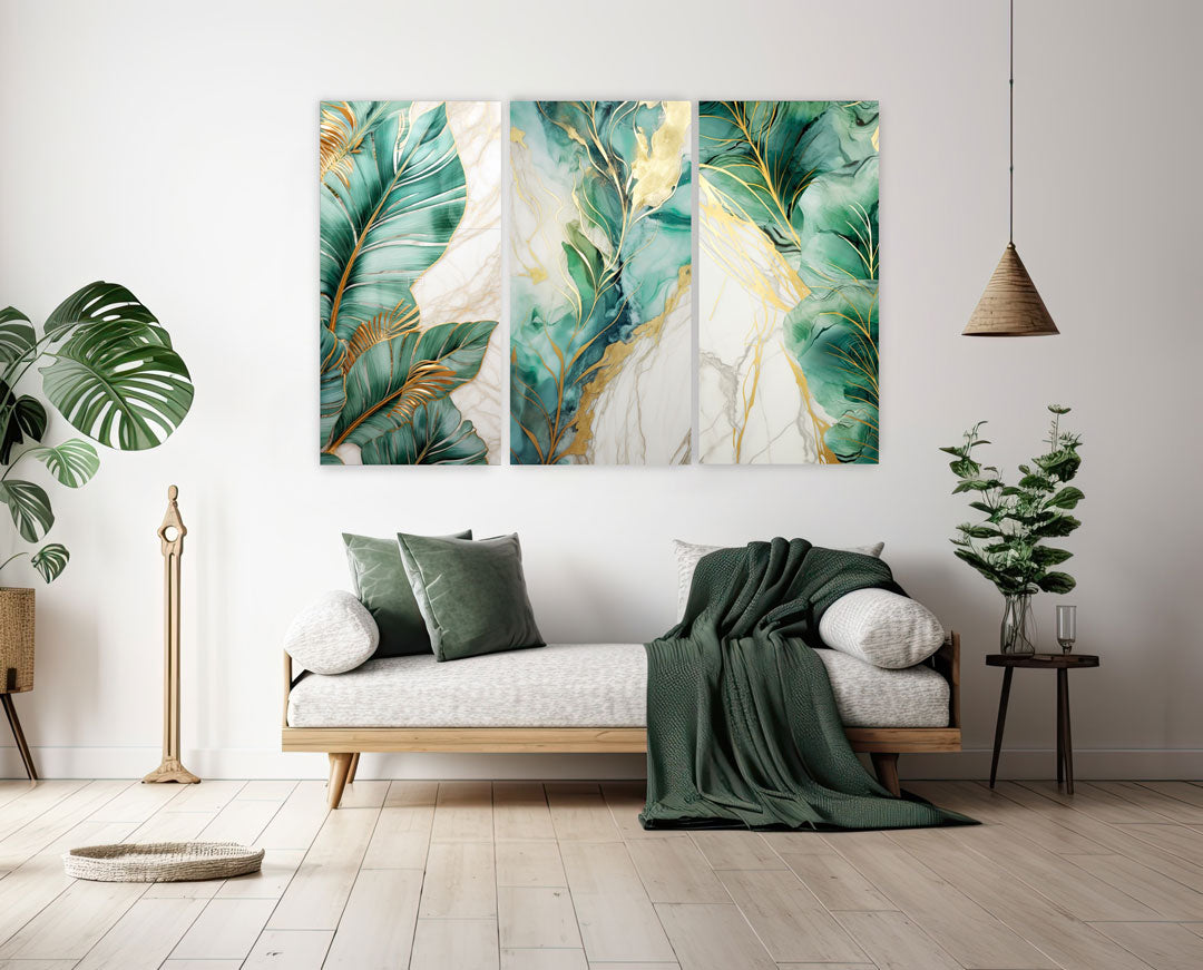 CALISTA II Green Leaves Modern Wall Art