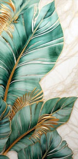 CALISTA II Green Leaves Modern Wall Art