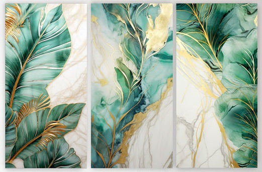 CALISTA II Green Leaves Modern Wall Art